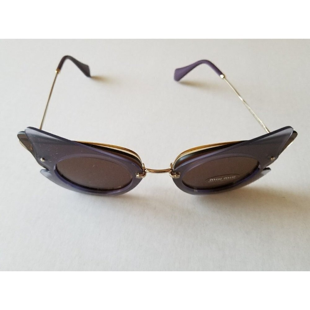NEW AUTH MIU MIU CAT EYE LILAC YELLOW BROWN LENCES SUNGLASSES 0MU 02SS  ITALY - Picture 6 of 8